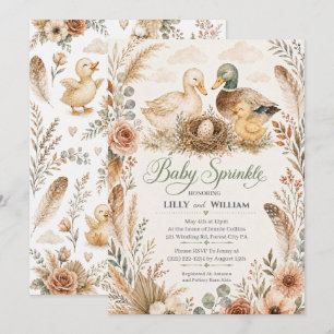 Ankfamilj En syskon Baby Sprinkle Inbjudan
