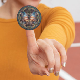 Ankh Butterfly Life Symbol Mandala-bekräftelse Runt Klistermärke