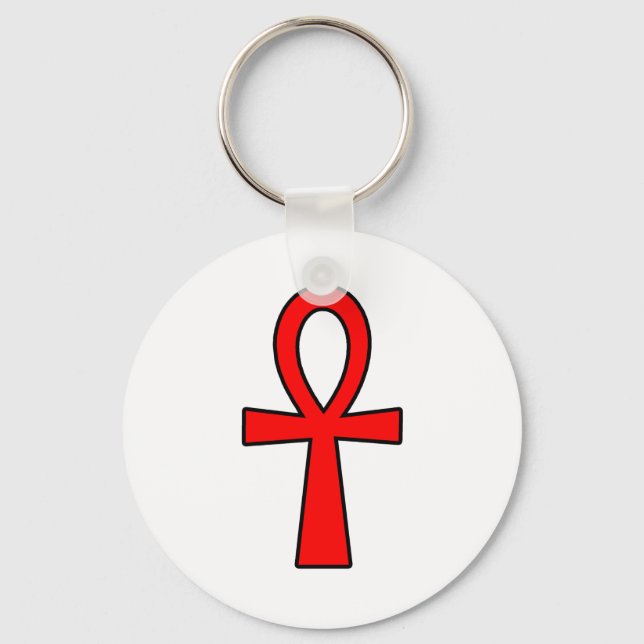 Ankh Egyptian Hieroglyphic Symbols Life Nyckel Red Nyckelring (Framsida)