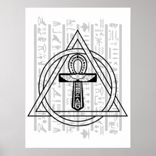 Ankh - Egyptiska Hieroglyfer Poster