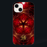 Ankh Energy Red Guld Anpassningsbar Monogram<br><div class="desc">Livets symbol: Ankh-symbolen som spänner röda konst och guld-konst med yta till anpassningsbar med 2 initialer,  telefonhölje</div>