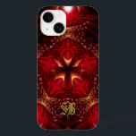 Ankh Energy Red Guld Anpassningsbar Monogram<br><div class="desc">Livets symbol: Ankh-symbolen som spänner röda konst och guld-konst med yta till anpassningsbar med 2 initialer,  telefonhölje</div>