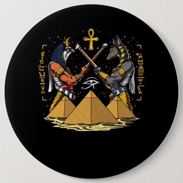 Ankh för Anubis egyptiskt gudRa öga av Horus Knapp (Framsida)