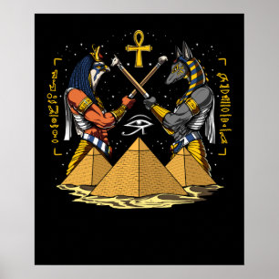 Ankh för Anubis egyptiskt gudRa öga av Horus Poster