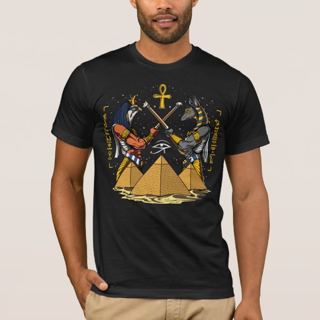 Ankh för Anubis egyptiskt gudRa öga av Horus T Shirt (Framsida)