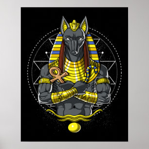 Ankh för egypten för Anubis egyptisk varggud Poster