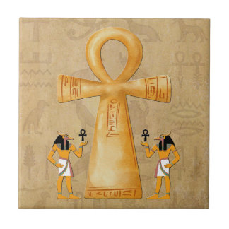 Ankh Key Of Life On Hieroglyph Ceramic Tile Kakelplatta