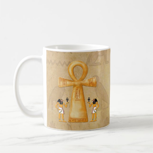 Ankh Key Of Life On Hieroglyph Kaffemugg (Vänster)