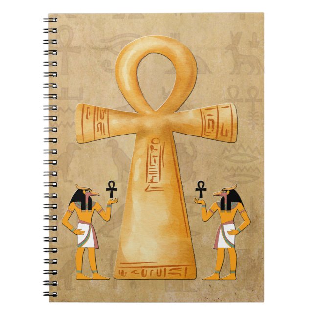 Ankh Key Of Life On Hieroglyph Notebook Anteckningsbok (Framsidan)
