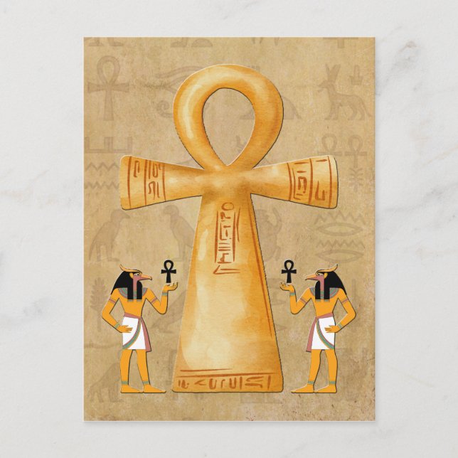 Ankh Key Of Life On Hieroglyph Vykort (Framsida)