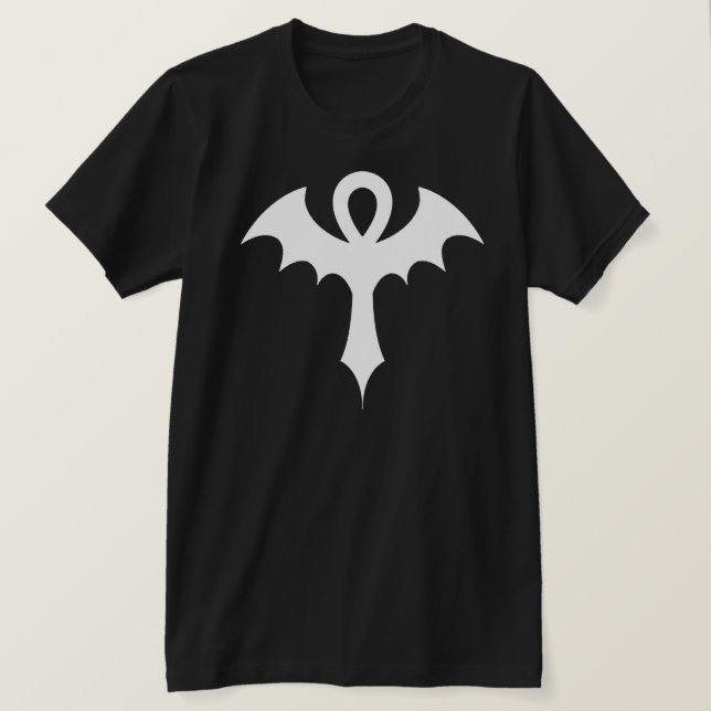 Ankh med Fladdermus Vingar Tee Shirt (Design framsida)