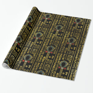 Ankh och egyptiskt hieroglyphsmönster presentpapper