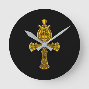 Ankh Öga om Horus Ancient Egyptian Helig Symbol Rund Klocka