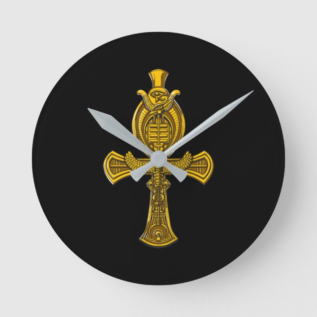 Ankh Öga om Horus Ancient Egyptian Helig Symbol Rund Klocka (Framsida)