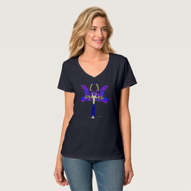 Ankh Phoenix Dam V-Nacke Nano T-Shirt (Hel framsida)