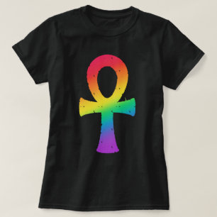 Ankh Rainbow Swirl Mönster T-Shirt