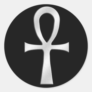 Ankh silver runt klistermärke
