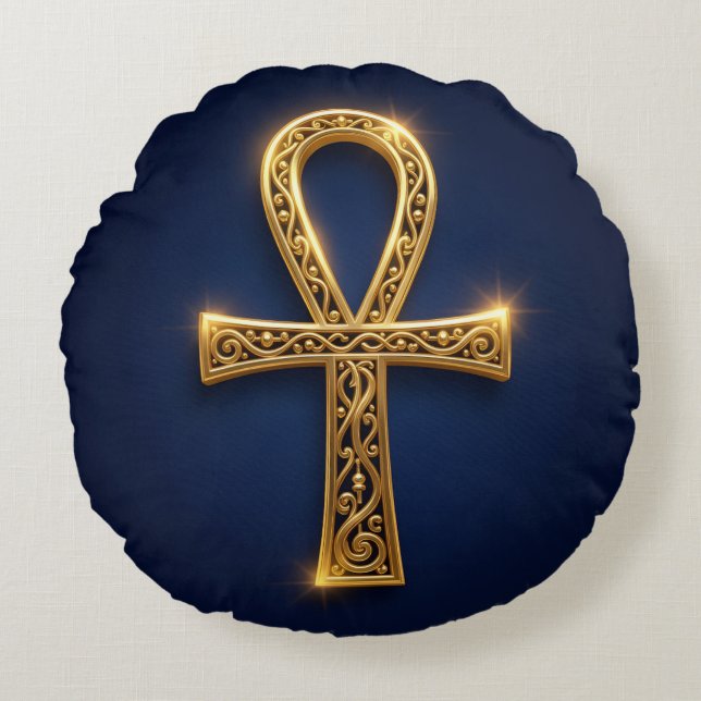 Ankh Symbol Bedeutung – Schlüssel des Lebens´10 Rund Kudde (Framsidan)