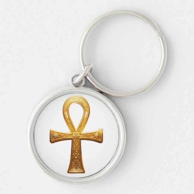 Ankh Symbol Bedeutung – Schlüssel des Lebens´1 Rund Silverfärgad Nyckelring (Framsidan)