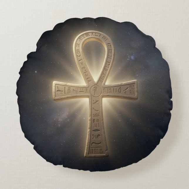 Ankh Symbol Bedeutung – Schlüssel des Lebens´5 Rund Kudde (Framsidan)