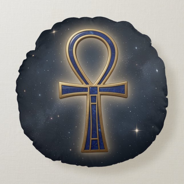 Ankh Symbol Bedeutung – Schlüssel des Lebens´7 Rund Kudde (Framsidan)
