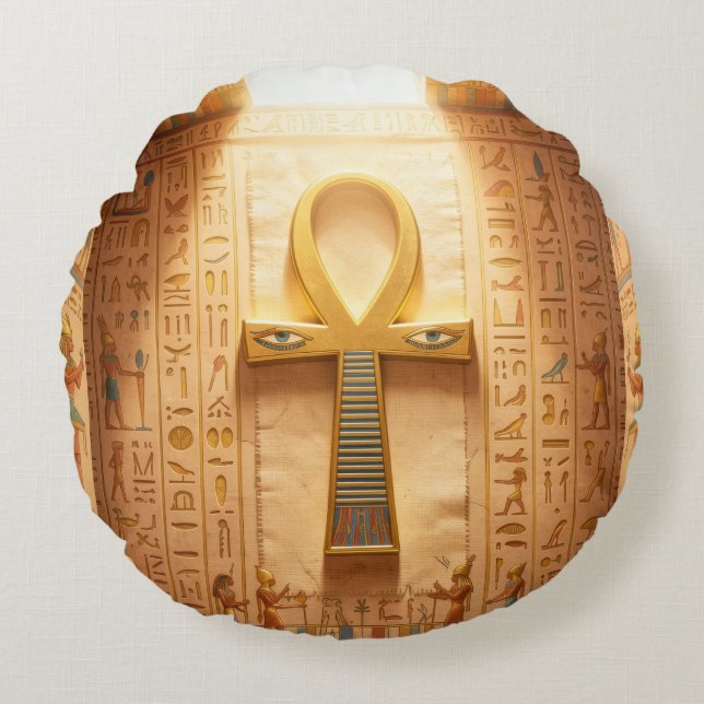 Ankh Symbol Bedeutung – Schlüssel des Lebens´9 Rund Kudde (Framsidan)