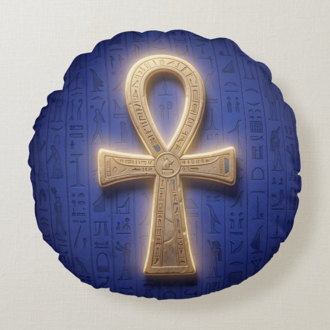 Ankh Symbol Bedeutung – Schlüssel des Lebens Rund Kudde (Framsidan)