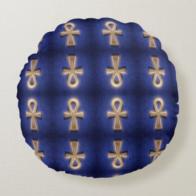 Ankh Symbol Bedeutung – Schlüssel des Lebens Rund Kudde (Framsidan)