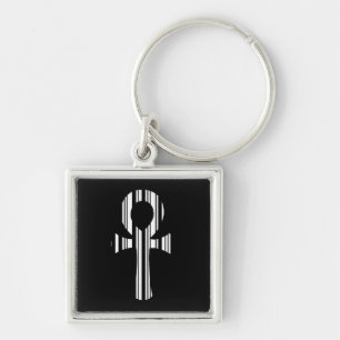 ANKH SYMBOL STreckkod Ankhs Streckkod Designmönste Fyrkantig Silverfärgad Nyckelring