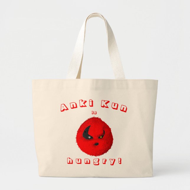 Anki Kun är hungrig! Candy Apple Red English Jumbo Tygkasse (Framsidan)