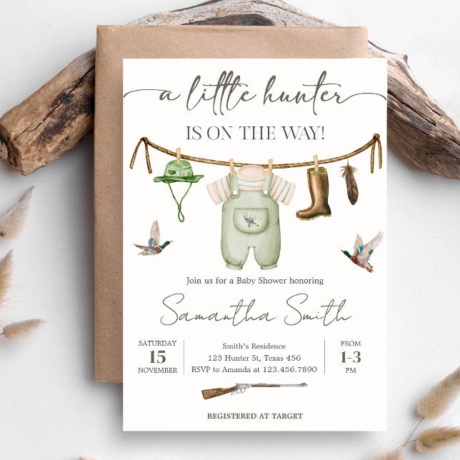Ankjakts Baby Shower Inbjudningar (Little Hunter Duck Baby Shower Invitation)