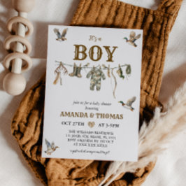 Ankjakts Det är en pojke Baby Shower Inbjudningar