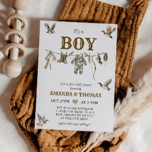 Ankjakts Det är en pojke Baby Shower Inbjudningar