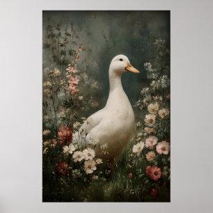 Ankka Antik Utskriftsbar Konst, Ankblomma Minimali Poster