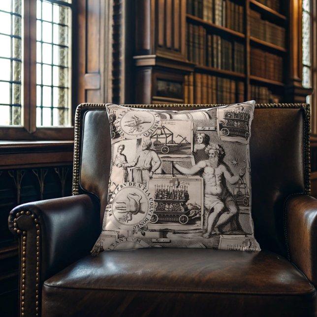 Anklagelser om antika Mörkar, akademiskt kollage Kudde (Approximates 20x20 inch pillow)