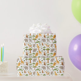 Anklagligt Storybook Safari Animals Gift Wrap Presentpapper