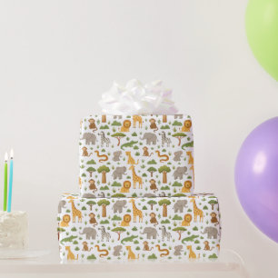 Anklagligt Storybook Safari Animals Gift Wrap Presentpapper