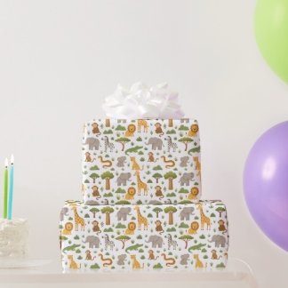 Anklagligt Storybook Safari Animals Gift Wrap Presentpapper