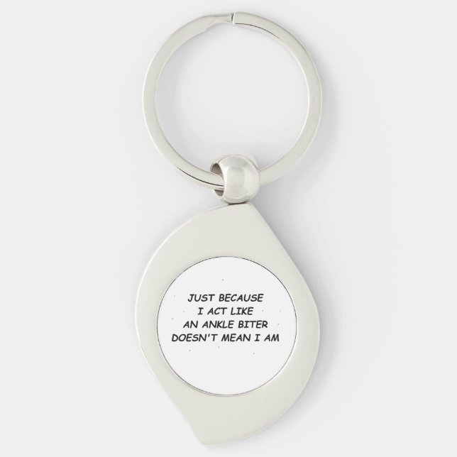 Ankle Biter T-Shirt Swirl Silverfärgad Nyckelring (Framsidan)