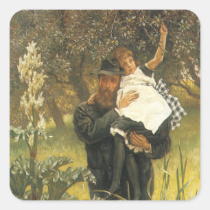 Änkling av Tissot, Vintage Viktoriansk Porträttkon Fyrkantigt Klistermärke