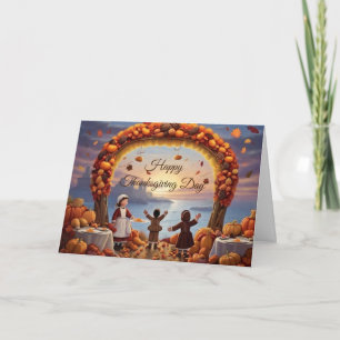 Ankomst av Helgdag-kort för Thanksgiving Helgkort
