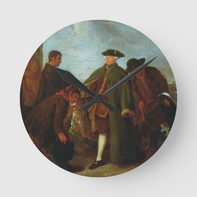 Ankomst av Nobleman (olja på canvas) Rund Klocka (Framsida)
