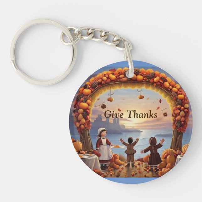 Ankomst av Thanksgivingens akryliska nyckelkedja (Framsidan)
