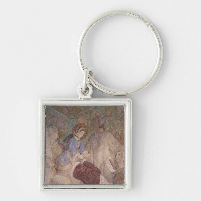 Ankomst i Eisenach, c.1854/55 Fyrkantig Silverfärgad Nyckelring (Framsidan)