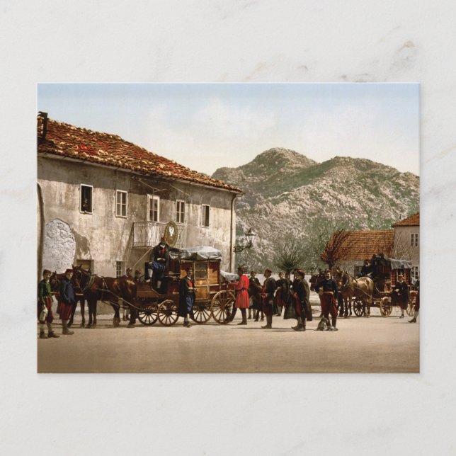 Ankomst till posten Cetinje Montenegro Vykort (Framsida)