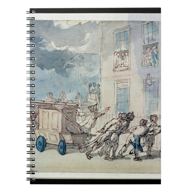 Ankomsten av avfyramotorn (w/c, skriva och bläck, anteckningsbok (Framsidan)