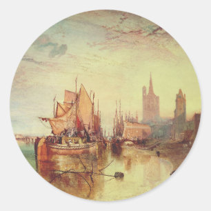 Ankomsten av en paketbåt av Joseph Turner Runt Klistermärke