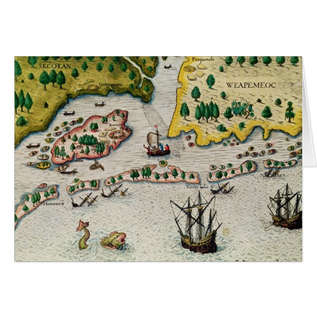 Ankomsten av engelskaet i Virginia Hälsningskort (Framsidan Horizontal)