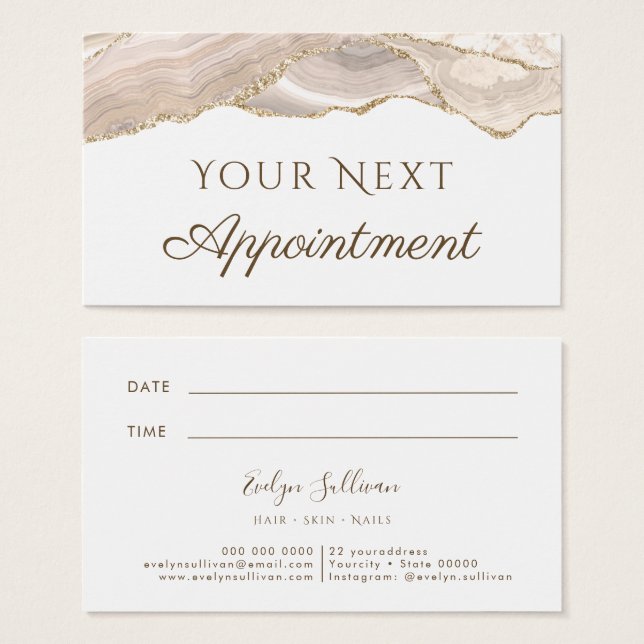 Ankomstkort för ivoriansk Guld-agate Visitkort (Framsida & baksida)