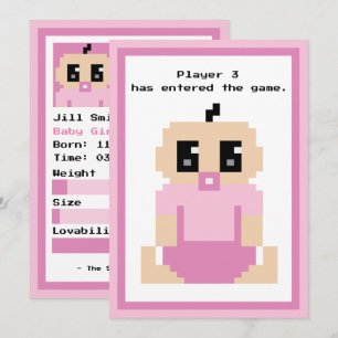 Ankomstkort för spelare 3 angivet Flicka-spel Inbjudningar